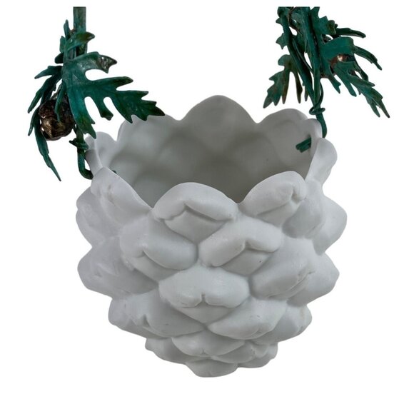 Vintage Dept 56 Balsam GreeneryPine Cone Hanging Planter Christmas Ceramic Metal - Picture 3 of 14